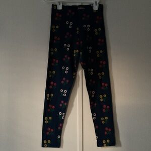 Mini Boden Navy Leggings with Colorful Floral Pattern
